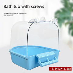 Bathing Device for Cockatiels, Bourke's Parakeets, and Peach-faced Lovebirds – Transparent Large-Sized Bathing Basin Toy for Small Birds