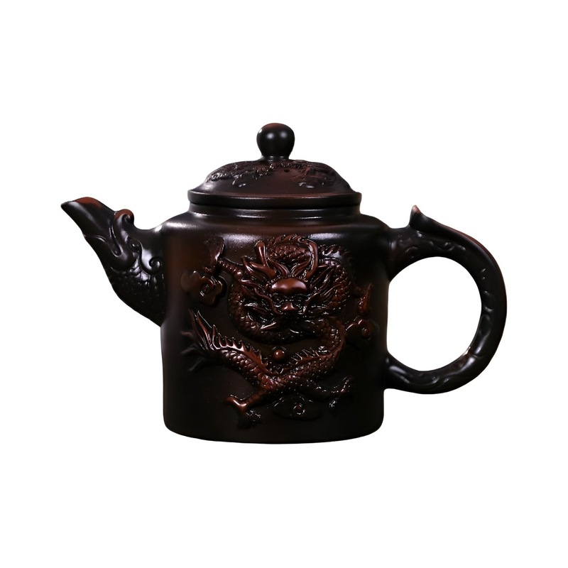 高颜值紫陶壶手工浮雕腾龙飞凤麒麟复古新凤鸣壶泡茶壶茶具伴手礼|undefined