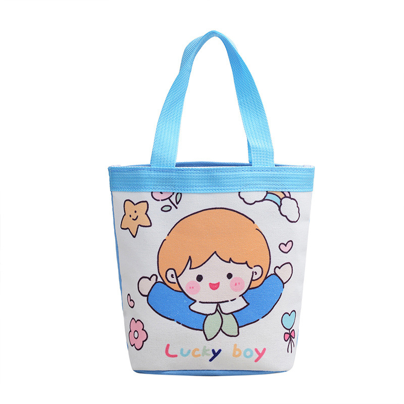 Original ins ilustración bolso de cubo portátil bolso de mano llevar a cabo merienda bolsa de lona lindo fuera pequeño bolso