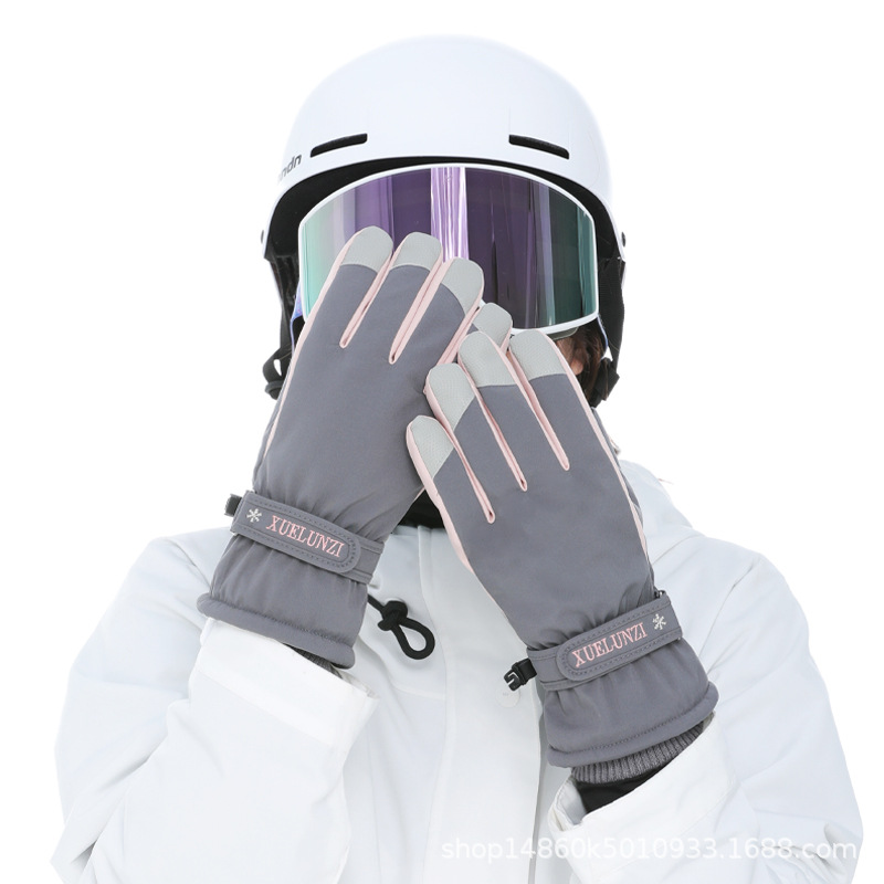 Guantes de esquí al aire libre invierno mujer otoño e invierno cálido a prueba de viento impermeable pantalla táctil ciclismo deportes guantes de algodón