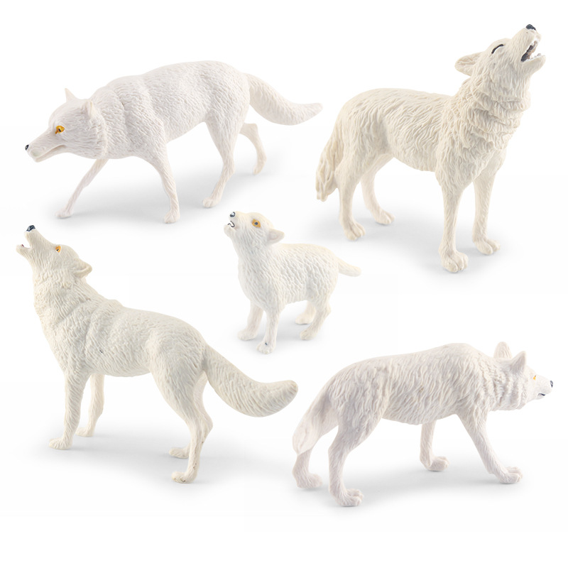 Transfronterizo simulación estática bosque animal blanco Lobo modelo Lobo bebé Lobo Ártico Lobo rugido Lobo estática decoración de escritorio juguete