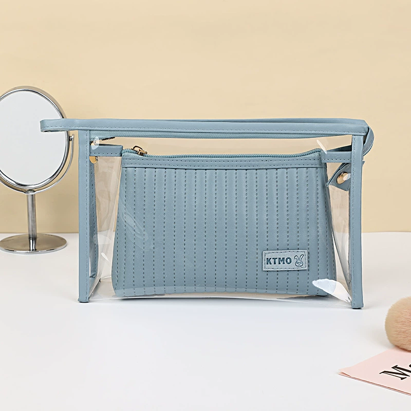 Polyurethane Cosmetic Bag, Handheld Waterproof Organizer, Spacious 24.2×19.6×3.6 cm