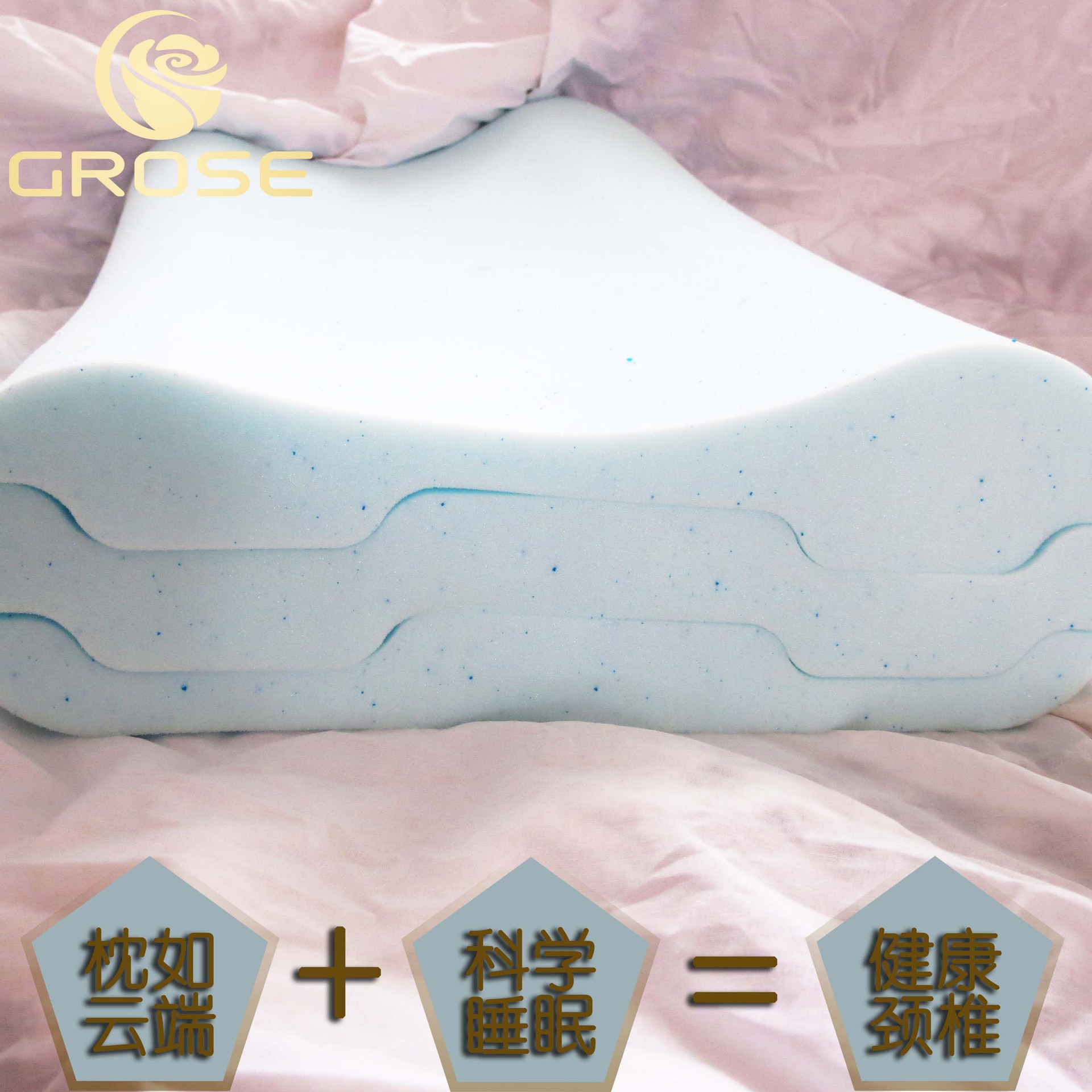 B形軟硬高低枕三層慢回彈記憶枕波浪形成人孕婦記憶棉枕頭