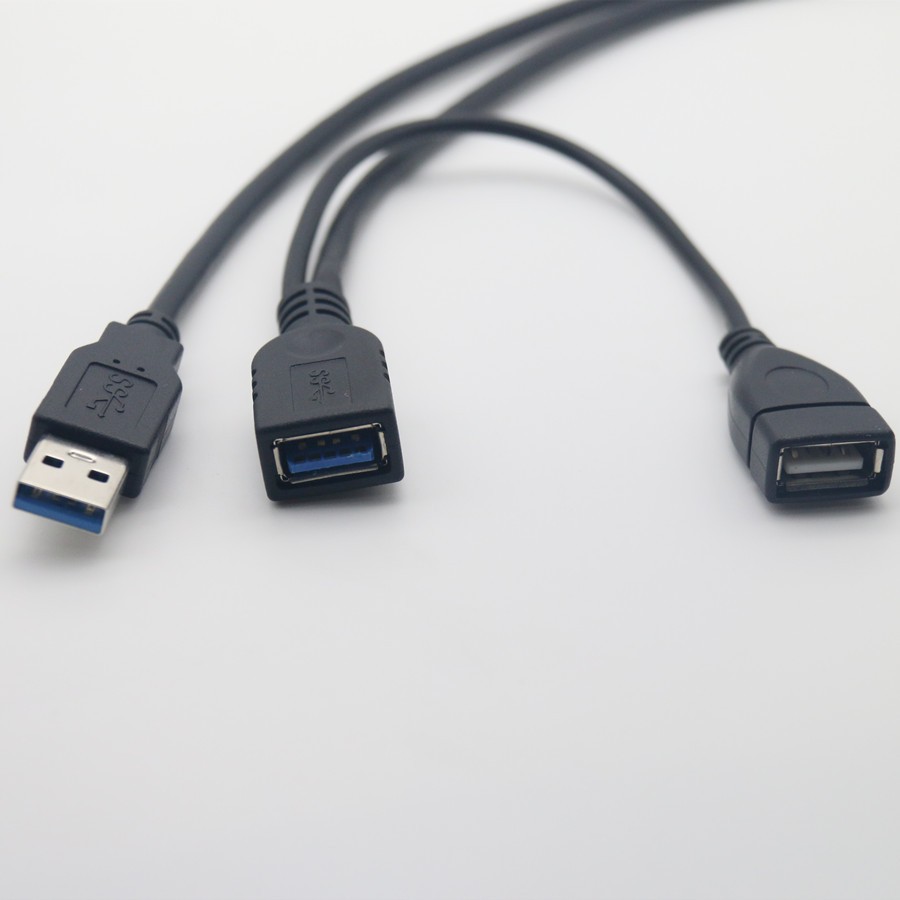 USB3.0母转2个USB公延长线双公头usb一分二  一母转2公
