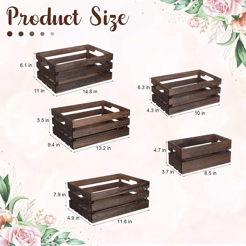 Caja de almacenamiento de madera sólida Caja de madera exhibición Caja de madera Cesta de almacenamiento Decoración de props de fotografía Cesta de supermercado de madera