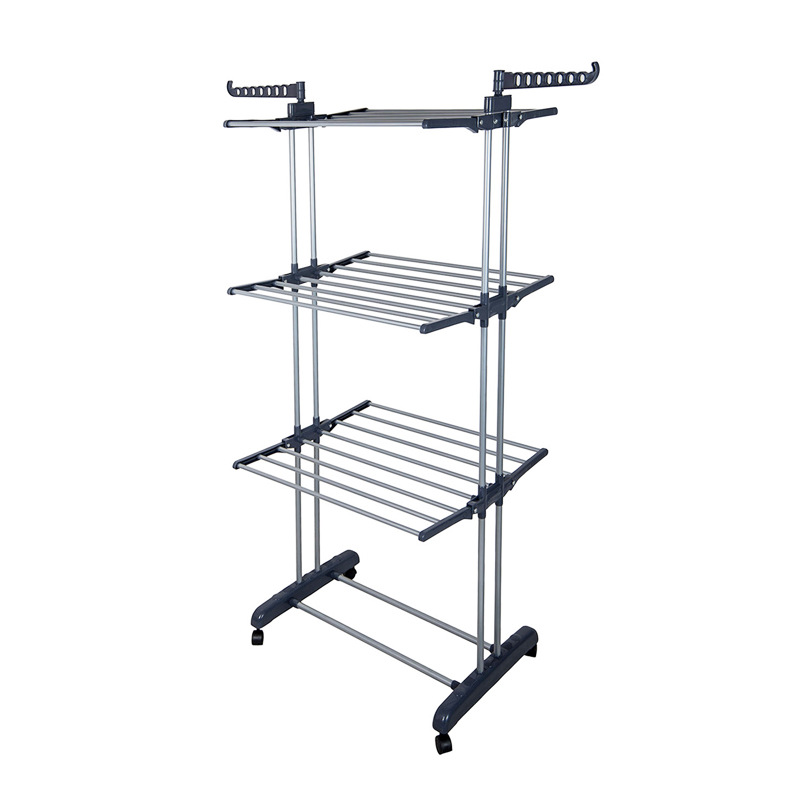 Sola y doble varilla engrosada de acero inoxidable ropa suspensión interior hogar balcón secado edredón móvil retráctil percha piso