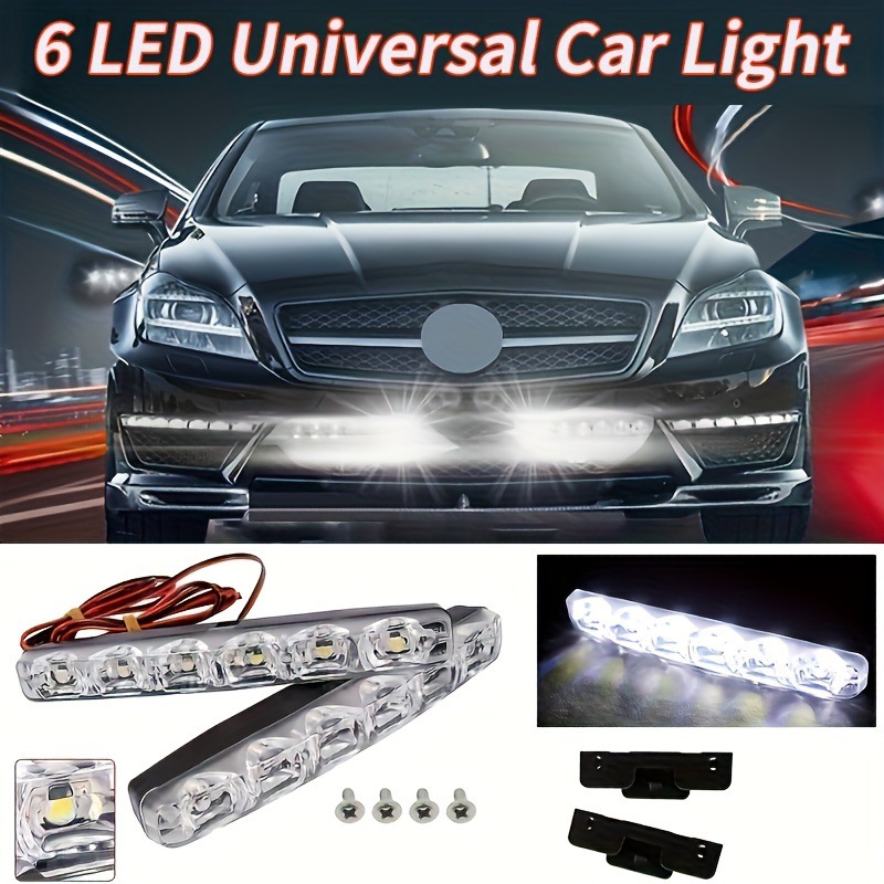 跨境汽车日行灯LED日间行车灯 高亮改装中网灯6灯超亮防水昼行灯