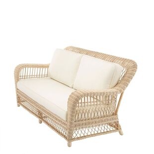 Nordic rattan sofa designer outdoor furniture Real rattan sofa three-seat living room garden straight row sofa