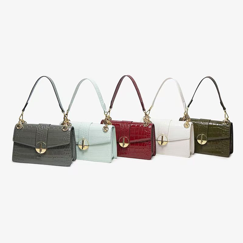 Hong Kong Genuine Leather Small Square Handbag For Women 2025 New Summer Luxury Underarm Bag Trendy Shoulder Crossbody Bag - Thumbnail 7