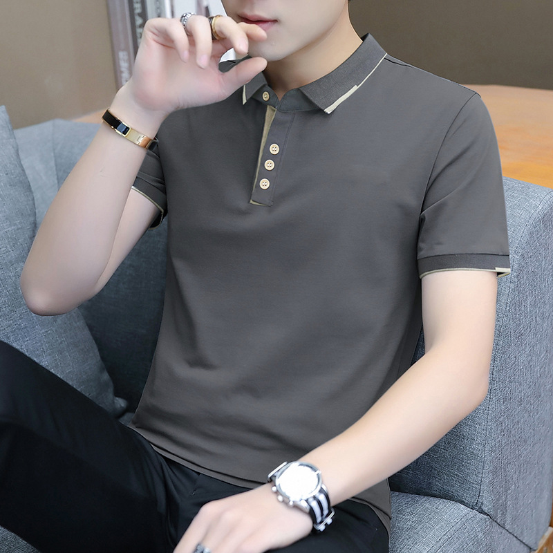 Camiseta de manga corta de verano para hombres 2024 nueva moda hombre polo camisa suelta de algodón de hielo vestido delgado hombre