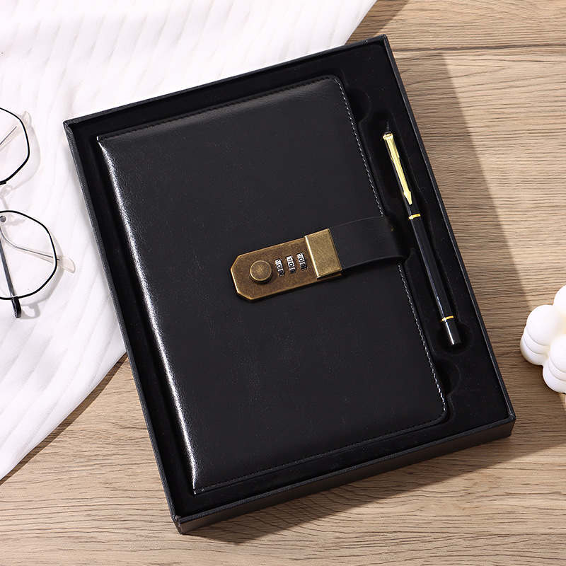 Cuaderno al por mayor A5 retro contraseña libro con cerradura Diario Negocio creativo trabajo manual mano impreso logo