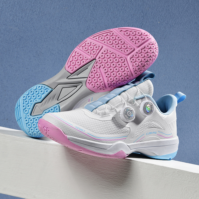 Nuevos zapatos transfronterizos de bádminton de botón giratorio zapatos de entrenamiento de tenis al aire libre para hombres y mujeres suela de goma