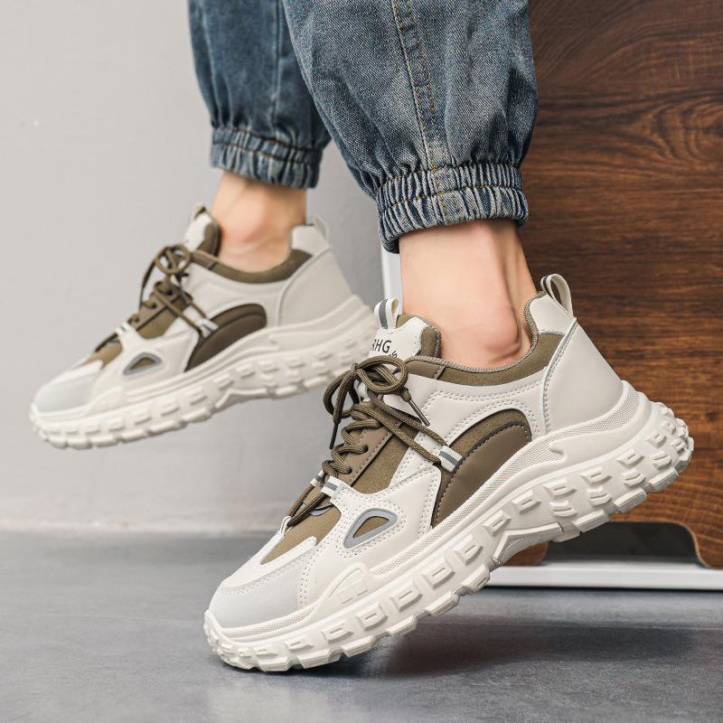 Heren sneakers wit casual met plateau in dad stijl_voghion.com