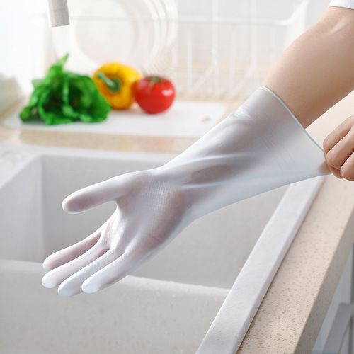 Wholesale household dishwashing gloves PVC household household dishwashing gloves waterproof and stain-proof household gloves in bags