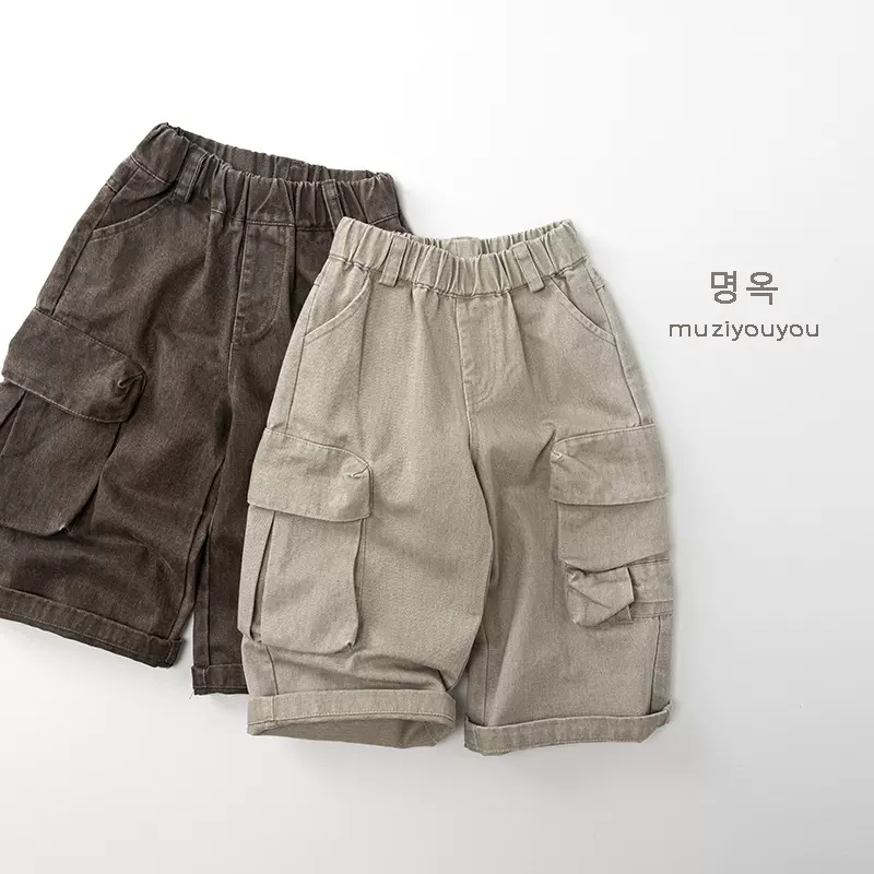 韩版宽松男女童工装长裤2025秋季新款休闲百搭儿童棉质裤子潮童装