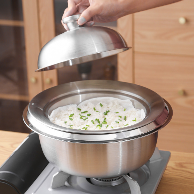 304空飛ぶ円盤蒸し器蒸し器厚い食品級蒸し器蒸し器棚多層家庭用蒸し器は20-26cm鍋に適合しています。