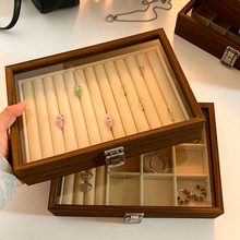 2025新款胡桃木首饰盒女便携大容量手饰品戒指项链耳钉小型收纳盒