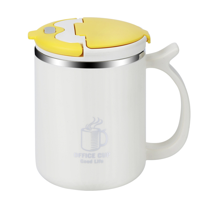 304 스테인리스 이중 머그컵 500ml 뚜껑 차망 사무실 찻잔