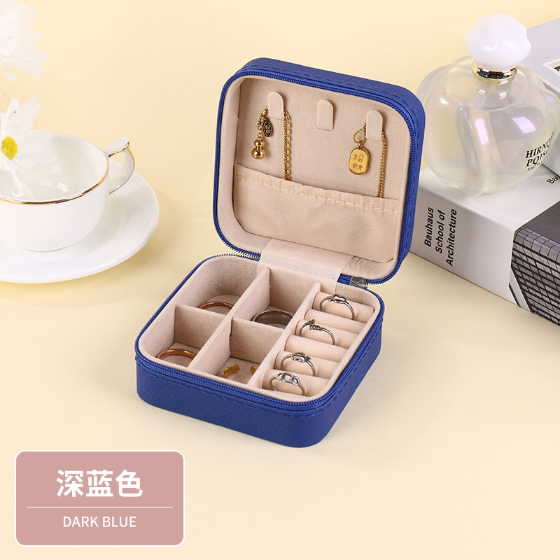 跨境简约迷你首饰盒拉链盒防氧化饰品首饰收纳盒PU皮革迷你旅行盒|undefined