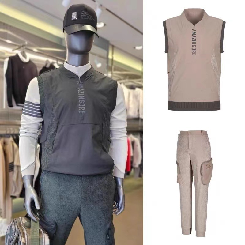Golf Men's New Autumn and Winter Suit Windproof Warm Vest Fashionable Versatile Slim Slim Casual Long Pants
