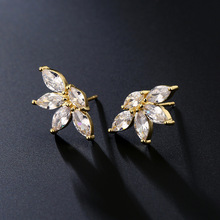 RAKOL 小众轻奢气质优雅花瓣耳环女ins潮精致小巧微镶AAA锆石耳饰