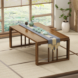 Zhongzhiyi Bay Window Table Small Coffee Table Solid Wood Zen Japanese Tatami Tea Table Bedroom Sitting Low Table Folding Kang