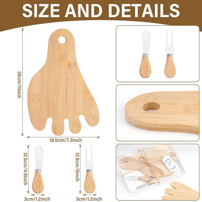 足迹奶酪板带刀叉竹制熟食板早餐盘芝士板派对小吃盘水果面包板