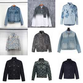 外贸正确版驴家L25春秋新款满印系列宽松休闲牛仔外套夹克男女款