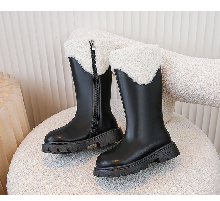 Mädchen schuhe, kinder stiefel, 2024 neue herbst stile, winter lange hohe stiefel mit plüsch und stilvolle_voghion.com