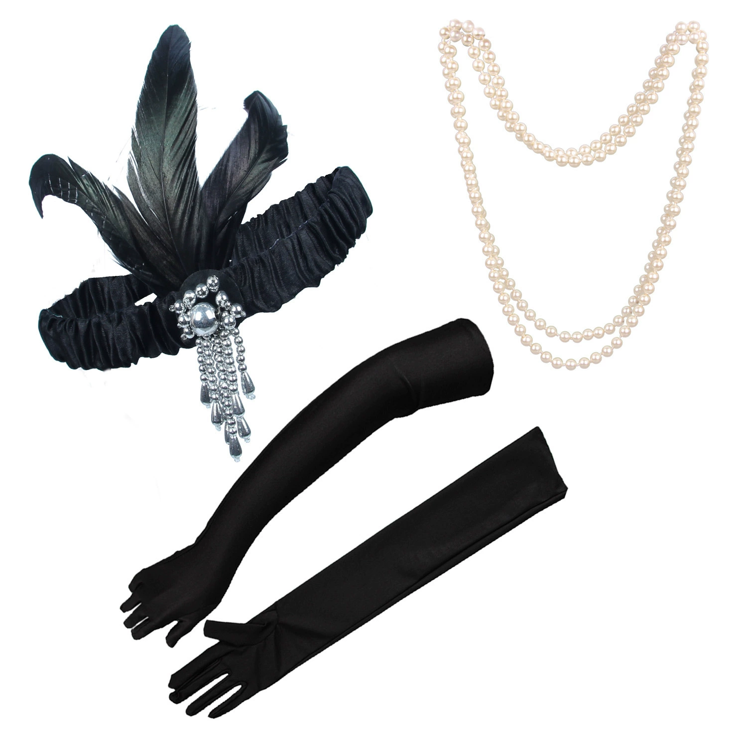 LOWOSAIWOR GATSBY HEADBAND комплект головных уборов с перьями 1920-х годов, комплект для выпускного вечера, повязка на голову