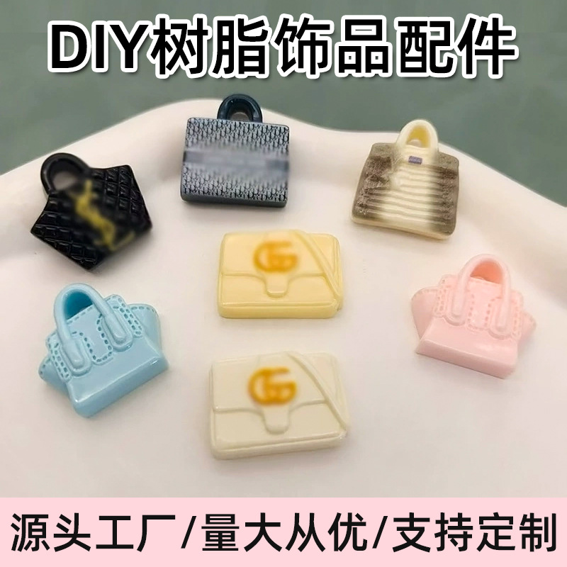 3D Simulation Mini Bag Resin Accessories Cross-Border New Hairpin Handmade Material Jewelry Accessories Factory Wholesale