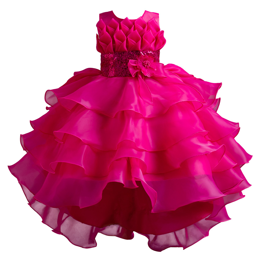 Vestido de princesa esponjoso de malla Falda de encaje de organza de otoño e invierno europea y americana Comercio exterior Suministro de exportación transfronteriza Vestido para niños