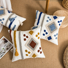 波西米亚抱枕客厅沙发圈绒帆布刺绣靠垫民族风民宿卧室床头抱枕套