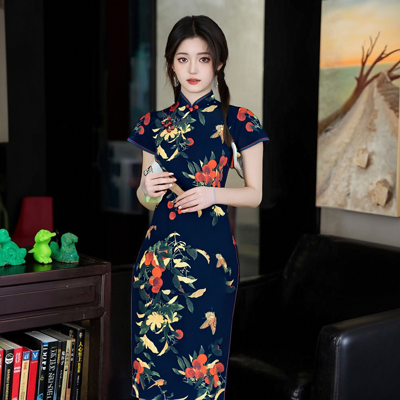 반팔롱치파오 [이홍옌] - 블랙