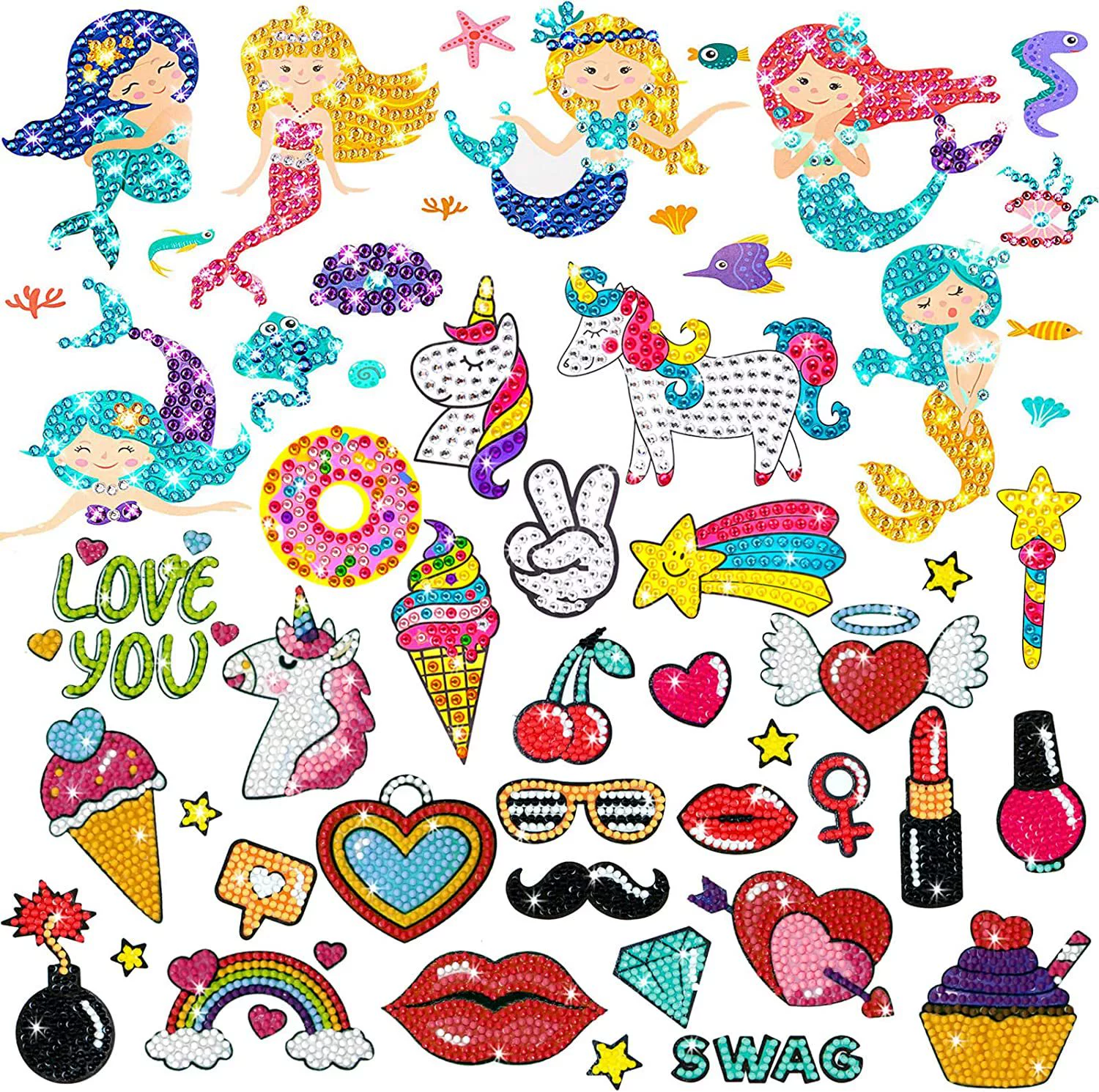 5D детский набор для алмазной мозаики sticker DIY, повседневные животные дизайны, разные размеры (наклейка и стразы)