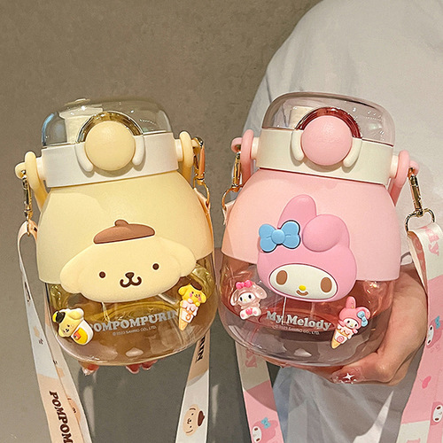 Double-drink large-capacity water cup summer girl's birthday gift cute high-looking potbelly cup plastic Kuromi kettle