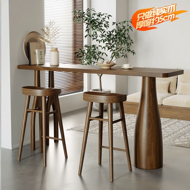 Bar Table and Chair Set for Home Use, Living Room High Table, Balcony Wholesale, Leisure Wall-Mounted Solid Wood Table, Narrow Table J&