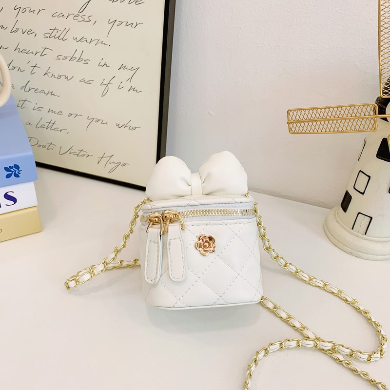 Bolsa de hombro coreana para niños con arco de estilo estilo extranjero bolsas de cadena de diamante lindas mini niñas mochila