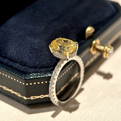 925 sterling silver黄ドリル楕円ドリルリングドリルリングガチョウ黄ドリルシンプル貴気富婆満ドリル