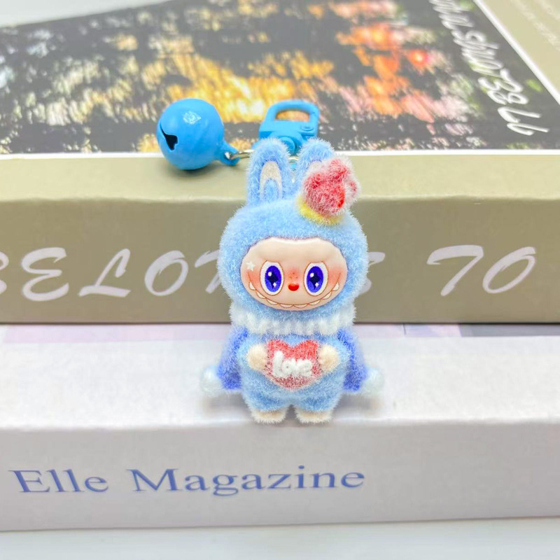 Flocked Fabric Heart-Shaped Beaded Pen Phone Keychain DIY Accessory Materials Keychain Car Key Cute Style