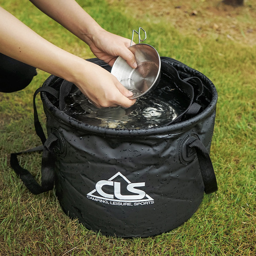 Upgraded outdoor portable folding bucket drain basket camping barbecue vegetable washing dish bucket telescopic fishing bucket fishing gear bag