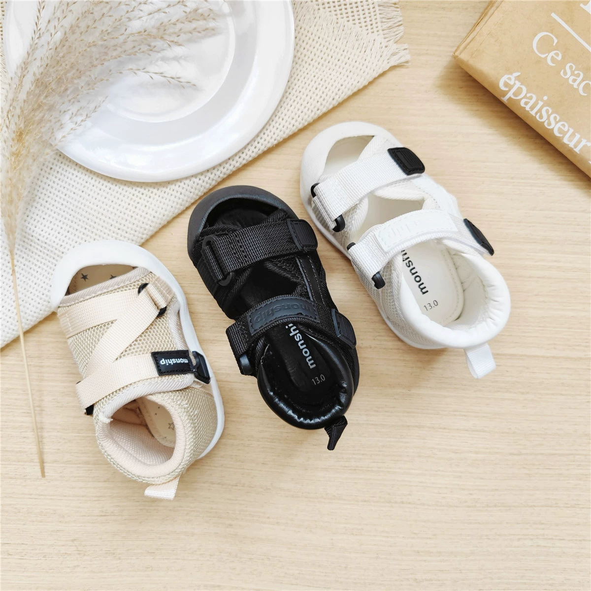 Ежедневный одиночный новый продукт mon baby, чтобы научиться ходить, обувь мягкая подошва, детская пляжная обувь, липучка, детская обувь для мужчин и женщин
