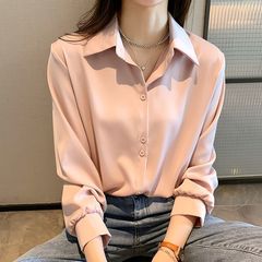 女性用シフォンシャツ、初秋のスリムでファッショナブルなデザイン、ニッチなトップス、ゆったりとしたレイヤードの白いシャツ、ボトリングシャツ