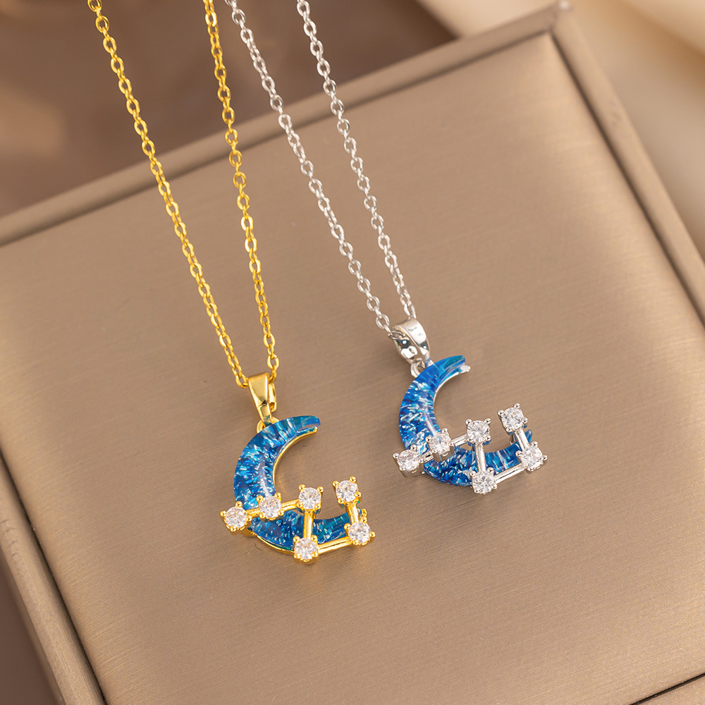 Neue Starry Sky Moo Halskette mit weiblichem Ausreißer-Design, Istagram, hochwertige Anzeige, vielseitige Schlosskette aus Titanstahl_voghion.com