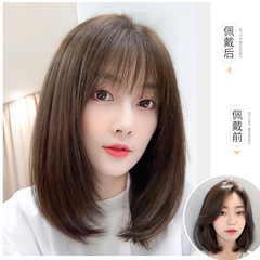 Best Selling Same Style Human Hair Wigs for Women Medium Length Collarbone Short Hair Natural Influencer Face-Framing Simulation Head Cover Direct Factory Sale