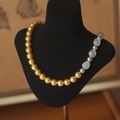 重工奢华小众欧美风浓金施家珍珠透明树脂水晶灰珍珠彩色串珠项链