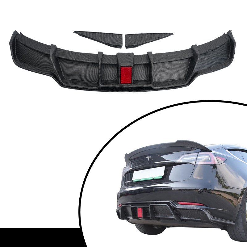 适用于焕新版特斯拉Model3 Rear Lip Spoiler with LED Brake Light for Tesla Model 3 (Big Surrounded) - matte-black