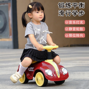 New Kidsren's Scooter 1-3 Years Old Stroller Music Light Anti-Rollover Baby Balance Can Sit on Four-Wheel Scooter