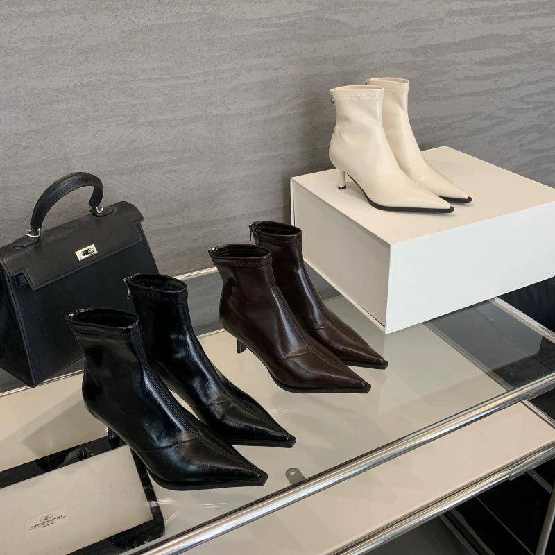 Остроконечные женские ботинки 2024 модные осенние и зимние новые женские ботинки