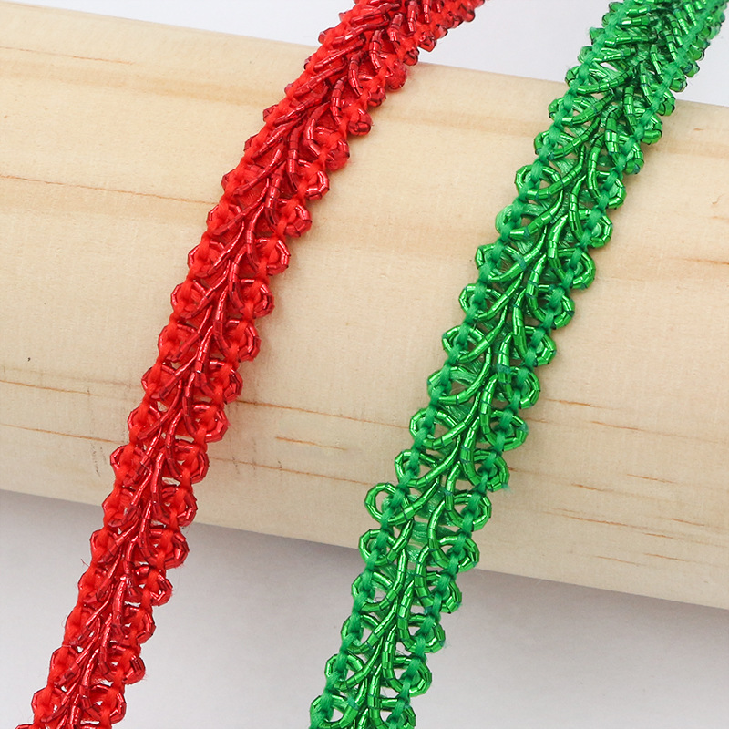 Venta caliente transfronteriza 0,8 cm poliéster color brillante ciempiés cinta de encaje color Navidad pequeña cinta textiles para el hogar accesorios de iluminación